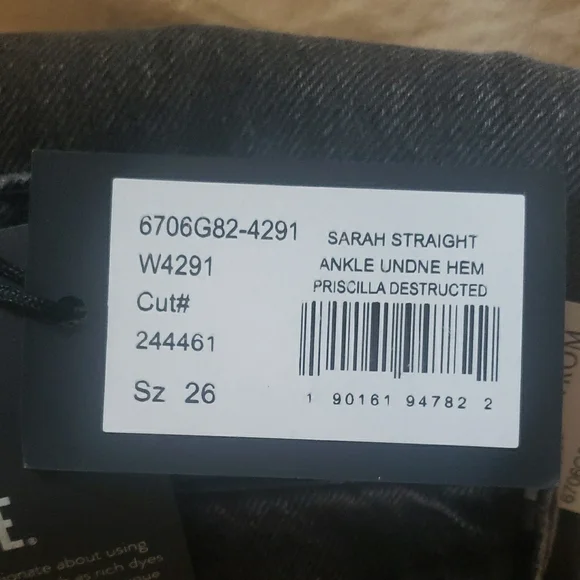 Paige Sarah Straight Ankle Jeans in Charcoal